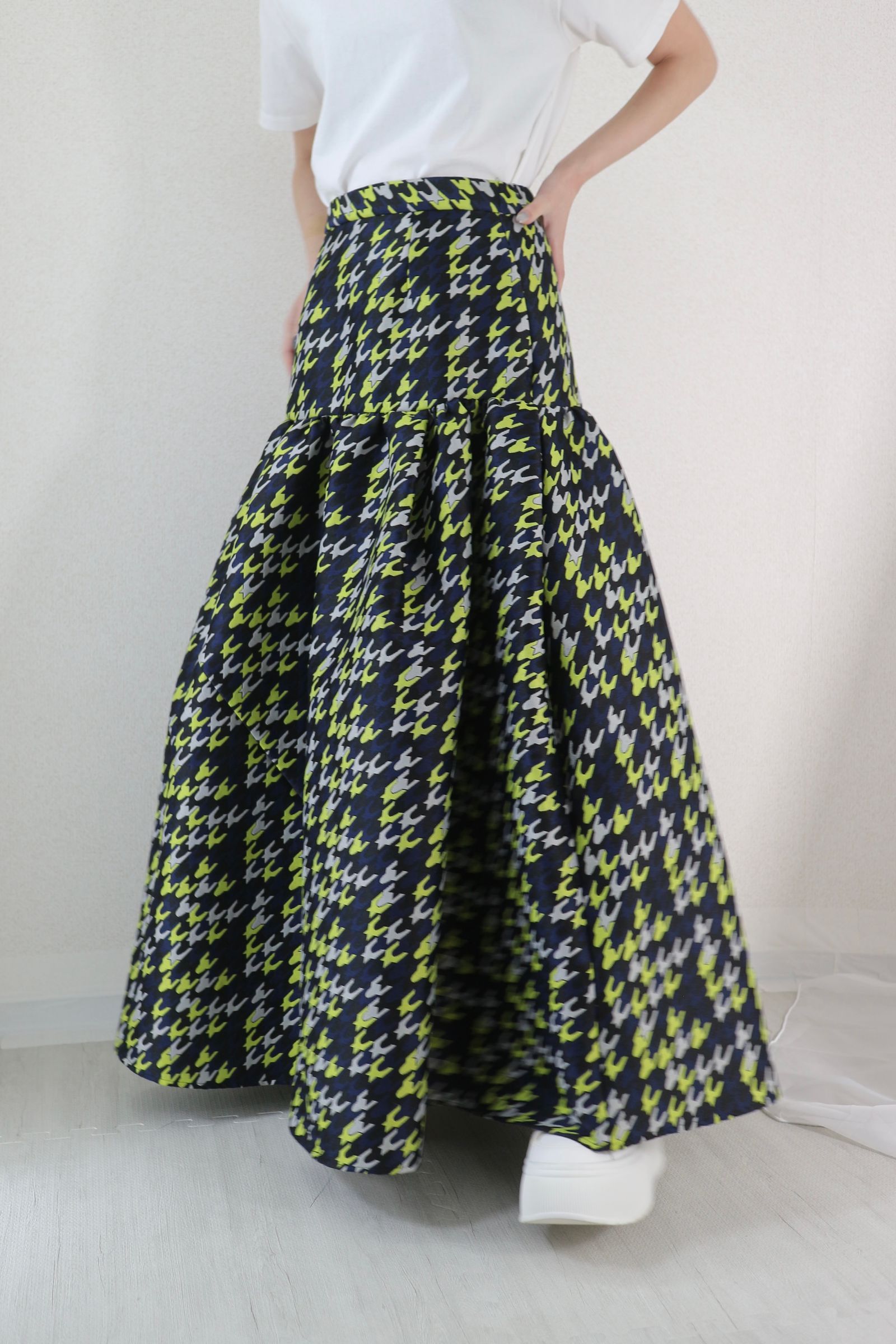 UN3D. - CHIDORI JACQUARD SK / チドリジャカードスカート (イエロー