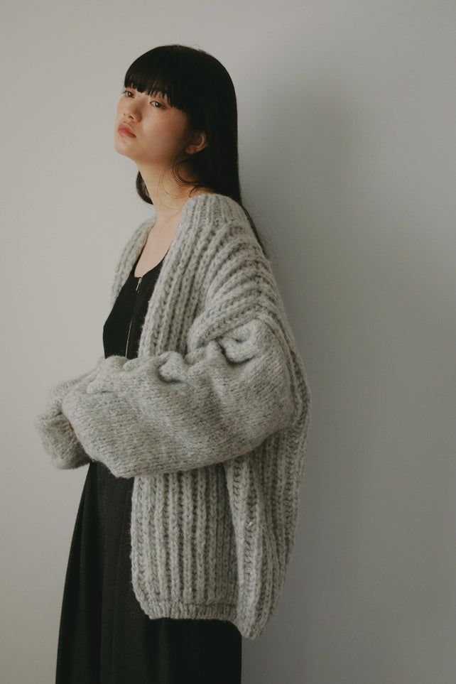 CASA FLINE - アルパカハンドニットカーディガン (グレー) | Sir