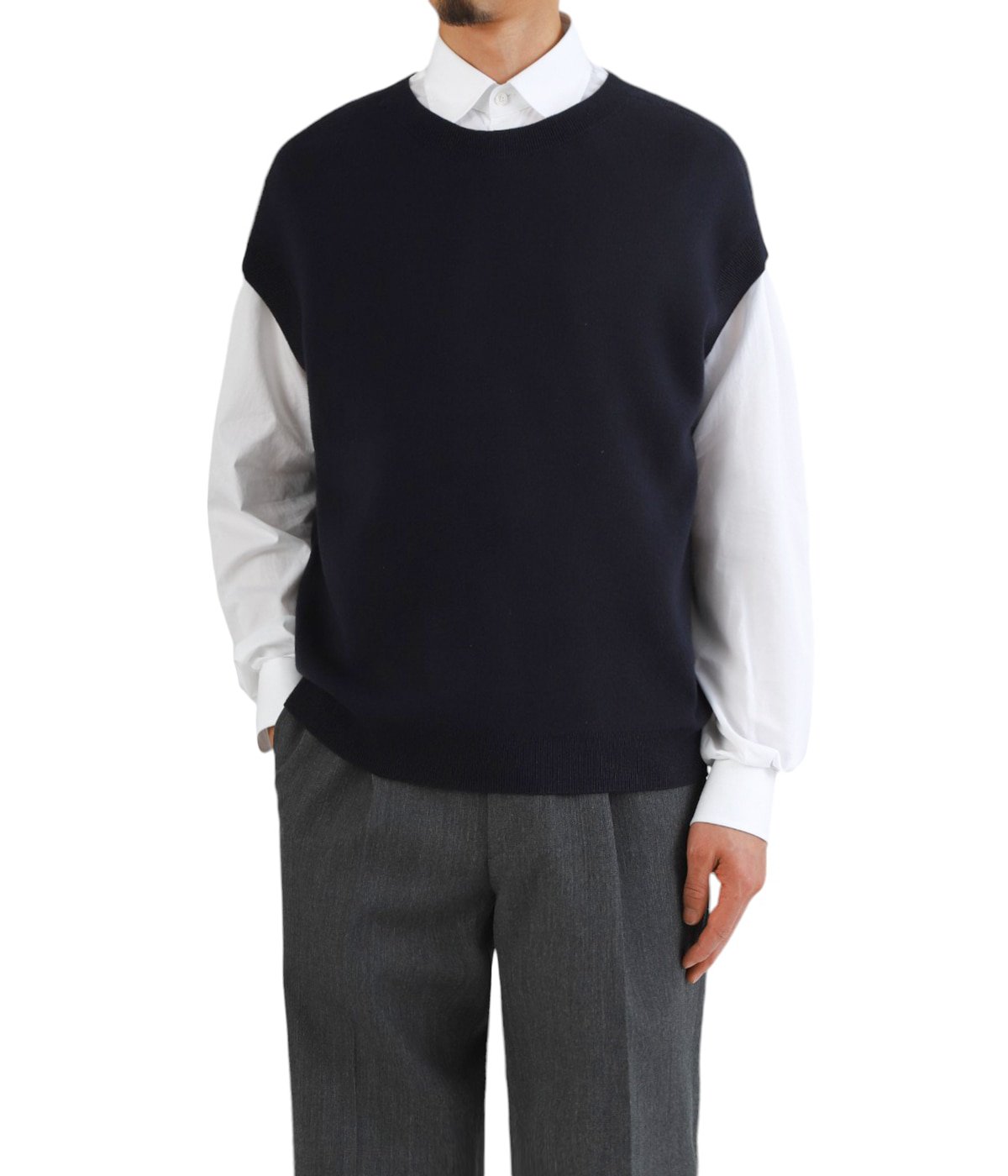 コットンカシミヤ クルーネックベスト | CABaN(キャバン) / トップス