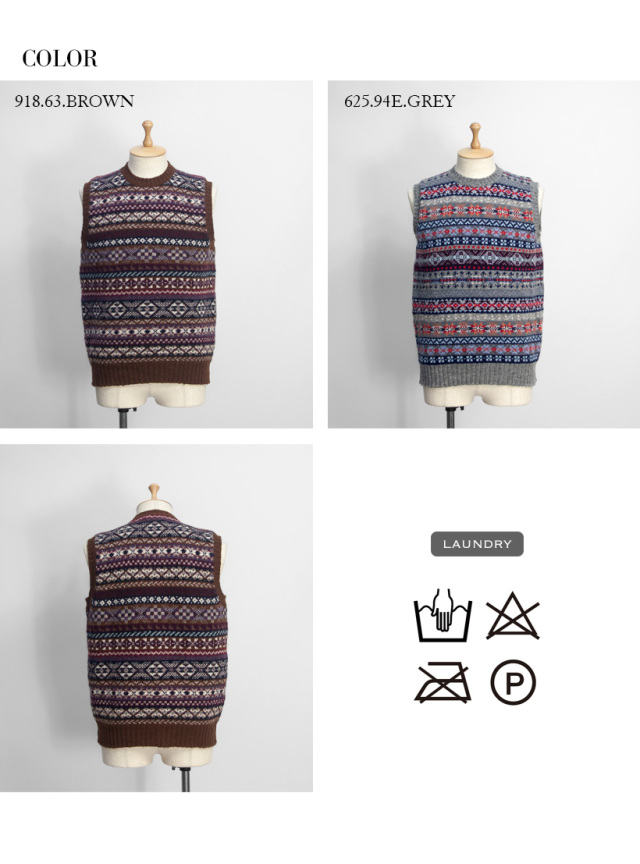 JAMIESON'S ジャミーソンズ フェアアイル クルーネックニットベスト メンズ