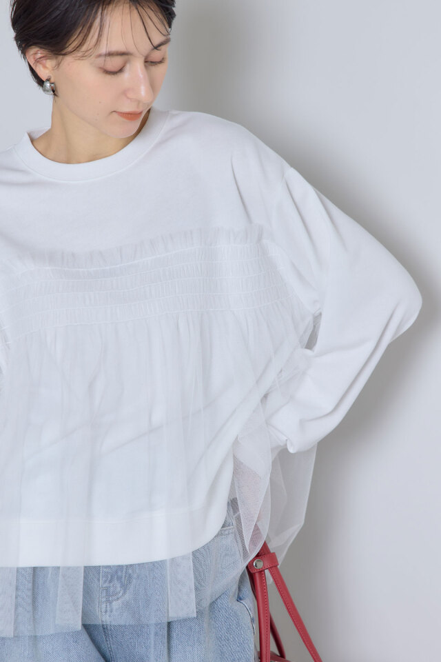 チュールフリルドッキングスウェット