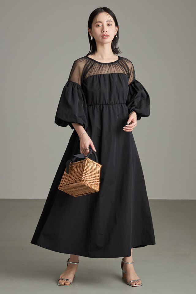 タフタ×チュールドッキングワンピース※一部店舗のみ入荷