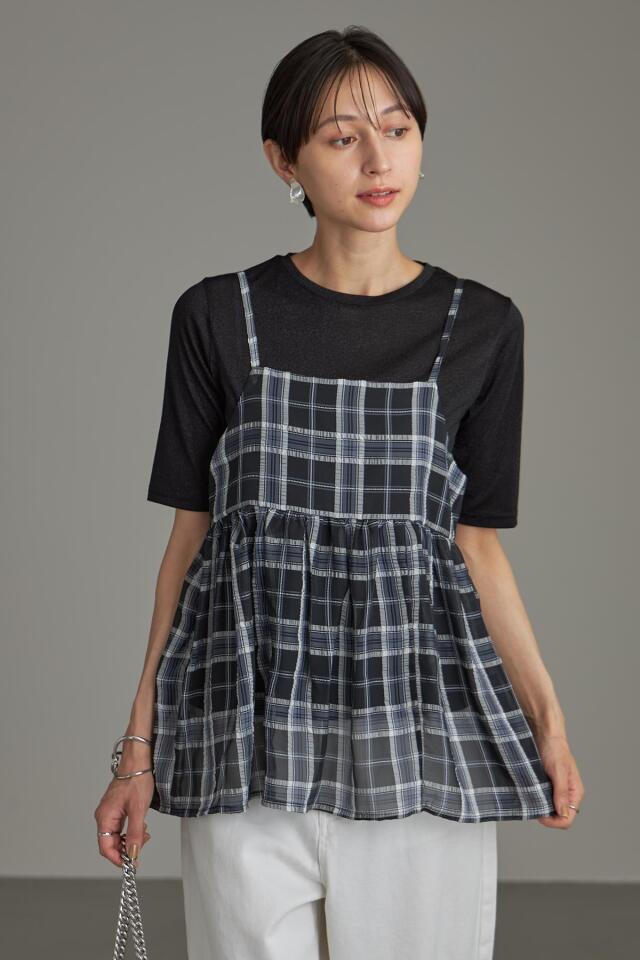 WEB限定】シアーチェックキャミソール