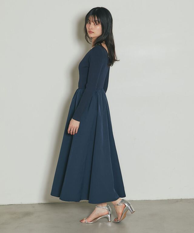 前後2WAYシャリニットドッキングワンピース（長袖）