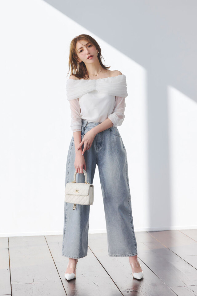 ウエストフックタックデニム