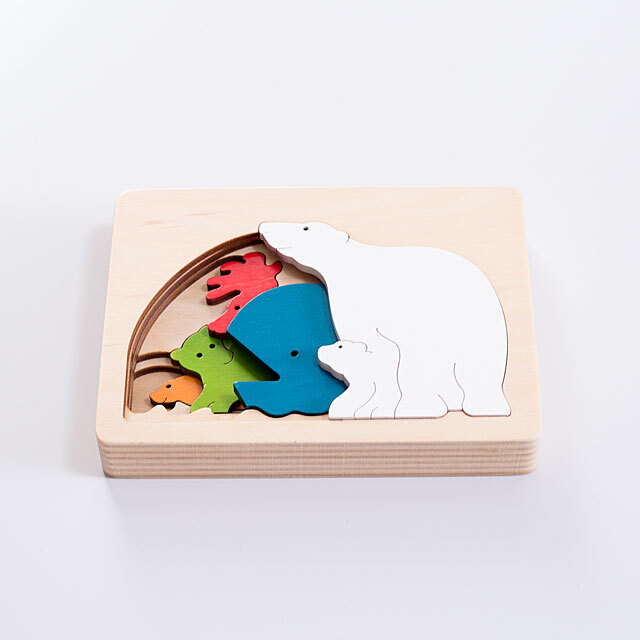 幼児用パズル ピープパズル きりん・しろくま｜木のおもちゃ おもちゃ