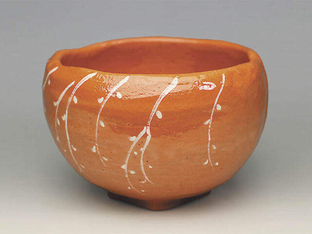 2021年初春作品 楽入印 赤楽茶碗「桃柳」写【送料無料】