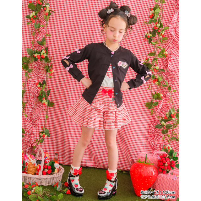 日本製 いちご柄折り返しショートソックス