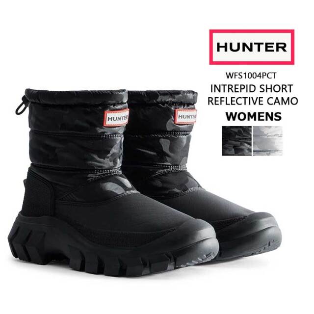 新品！HUNTER ブラック 迷彩 ロングブーツスノーブーツ