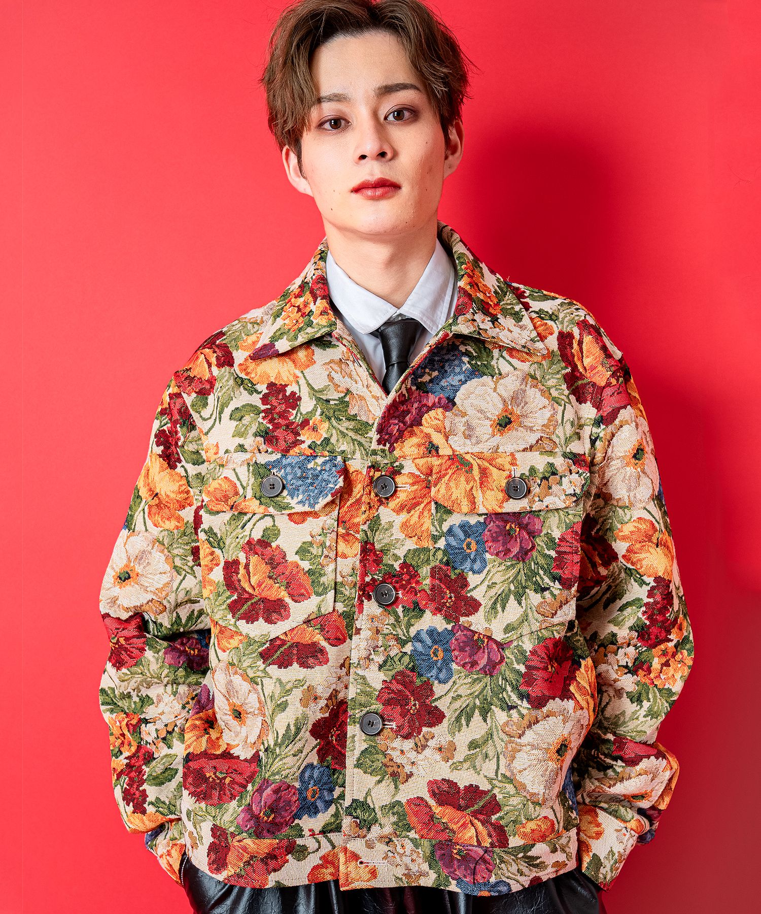 ゴブラン花柄ショート丈ジャケット ankoROCK(アンコロック) メンズ