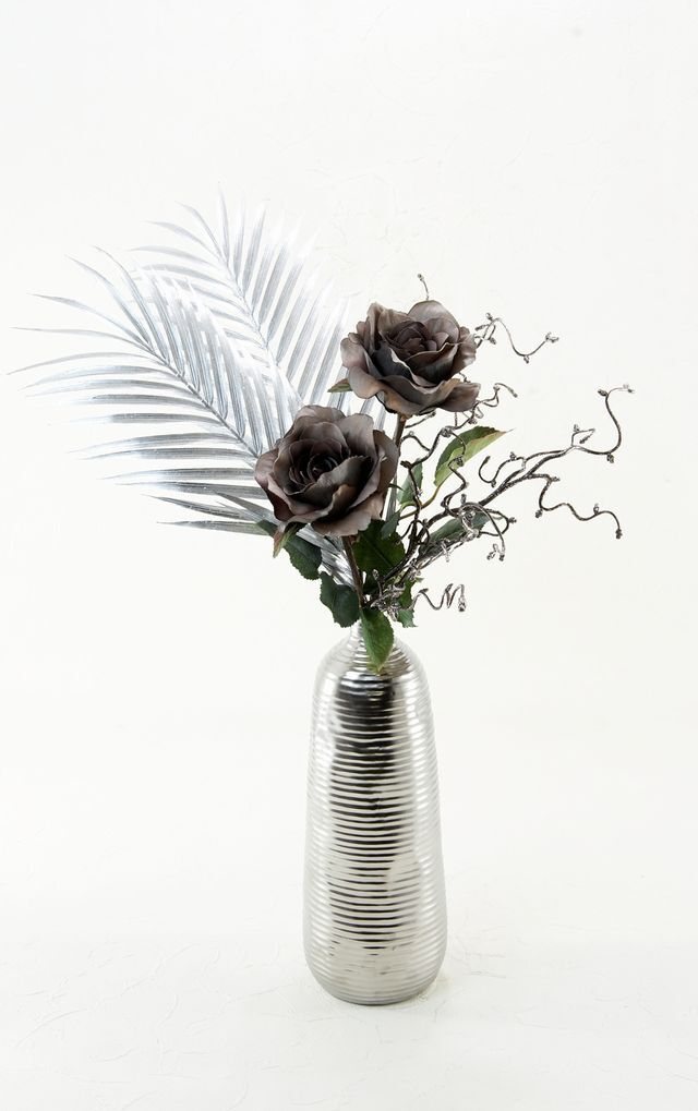 造花用花器】シルバーラインボトルフラワーベース｜造花・アーティ