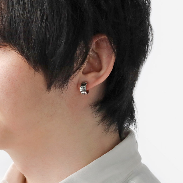 ワイド サクラ イヤリング メンズ レディース シルバー925