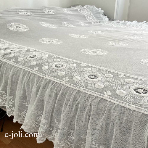 パリ発送】B1662 フランスアンティークレースベッドスプレッド/ベッド
