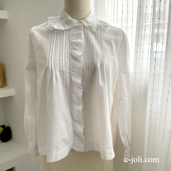 パリ発送】G-370 フランスアンティークブラウス/トップス ホワイト