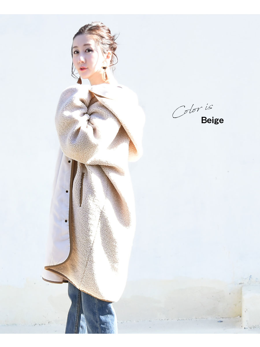 ママコート・アウター＞メル・ボアパインピングフードコート（前抱っこ