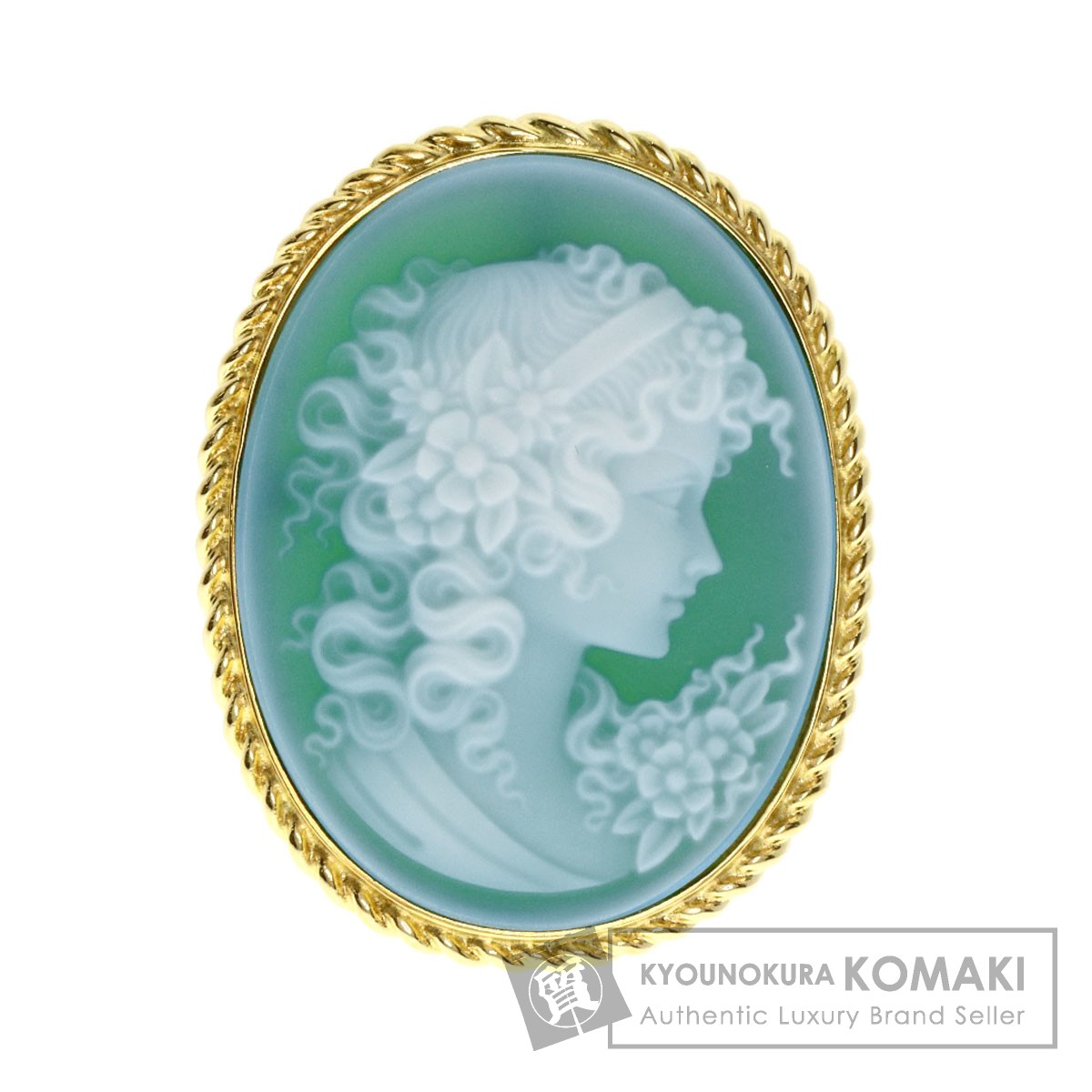 ストーンカメオ ブローチ K18イエローゴールド 11.54g レディース