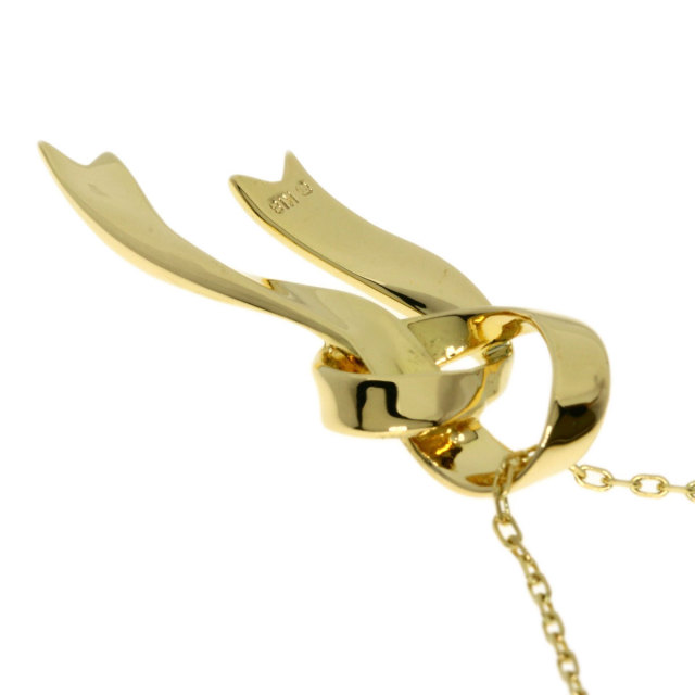 MIKIMOTO ミキモト リボンモチーフ ネックレス K18イエローゴールド