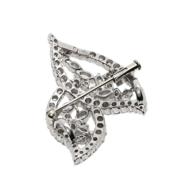 4.07ct ダイヤモンド リーフモチーフ ブローチ プラチナPT900 14.9g