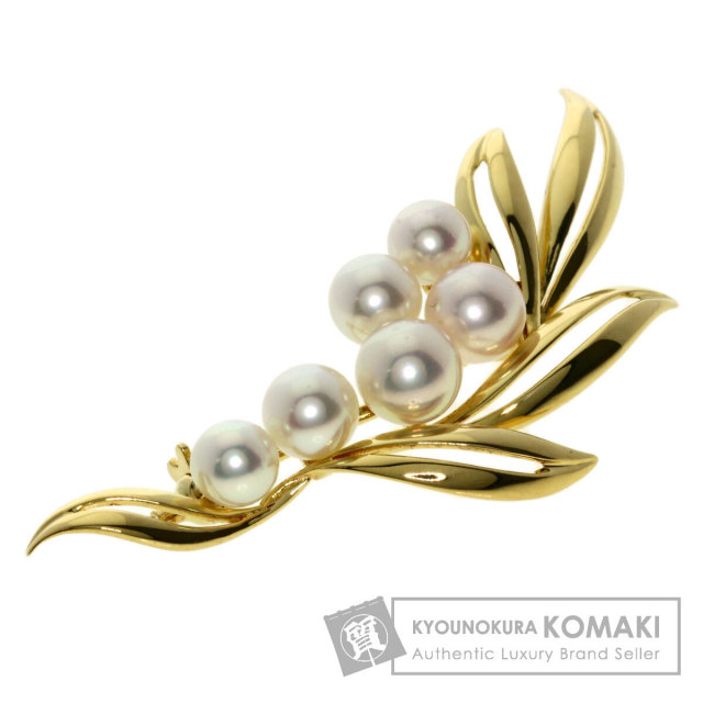 MIKIMOTO ミキモト パール 真珠 ブローチ K18イエローゴールド