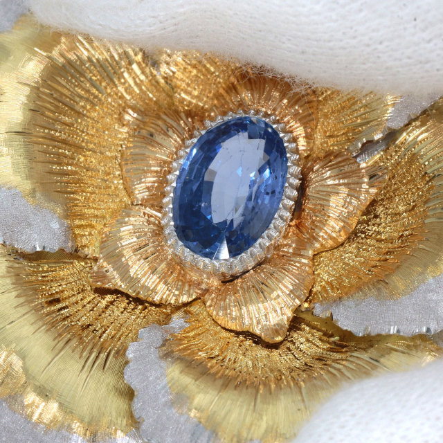 BUCCELLATI ブチェラッティ サファイア フラワーモチーフ ブローチ 18K