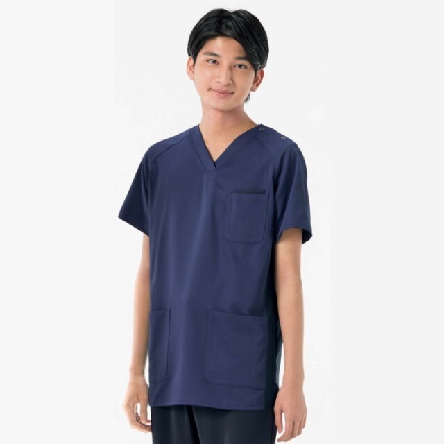 HS8004 オンワード ナースウェア スクラブ 男女兼用 半袖 ネイビー