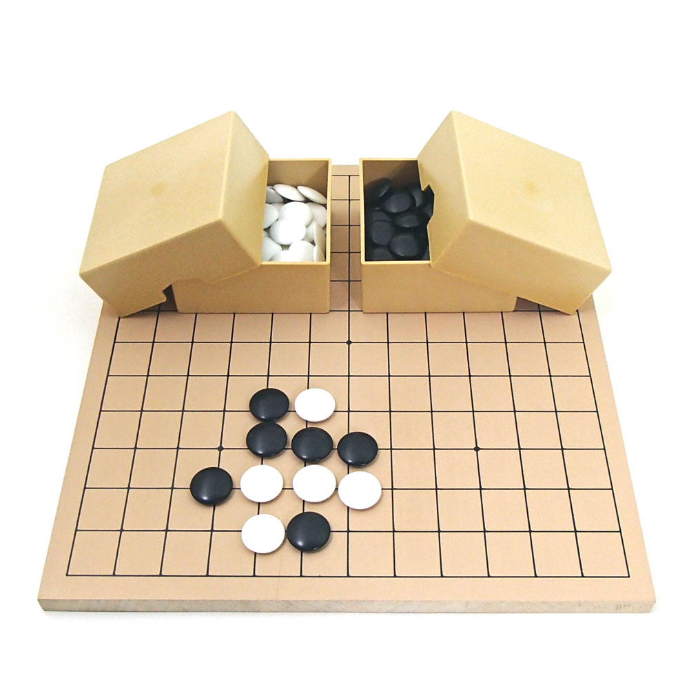 入門囲碁盤セット 新桂9・13路盤（両用盤）とプラスチック碁石竹（約