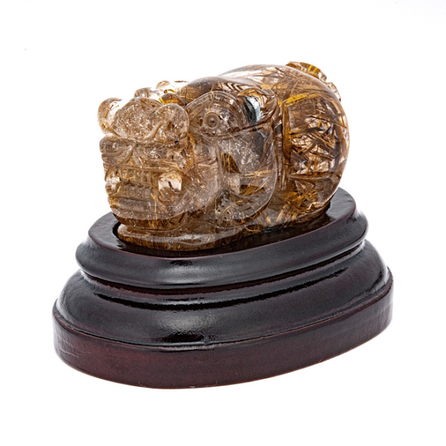 最終価格！ルチル 貔貅 水晶彫刻 貔貅（ヒキュウ） （ルチルクォーツ