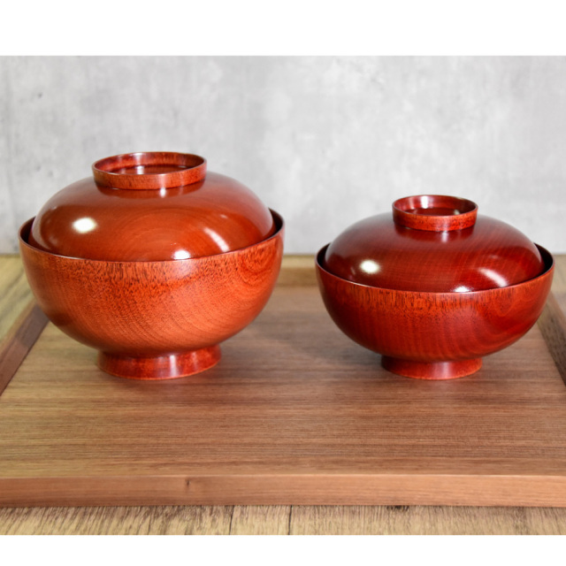 雑煮椀 桜 茜 木製 漆塗り 煮物椀 漆器の井助