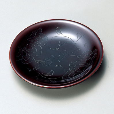 銘々皿 椿 黒 5枚セット 木製 漆塗り (製造中止) 漆器の井助