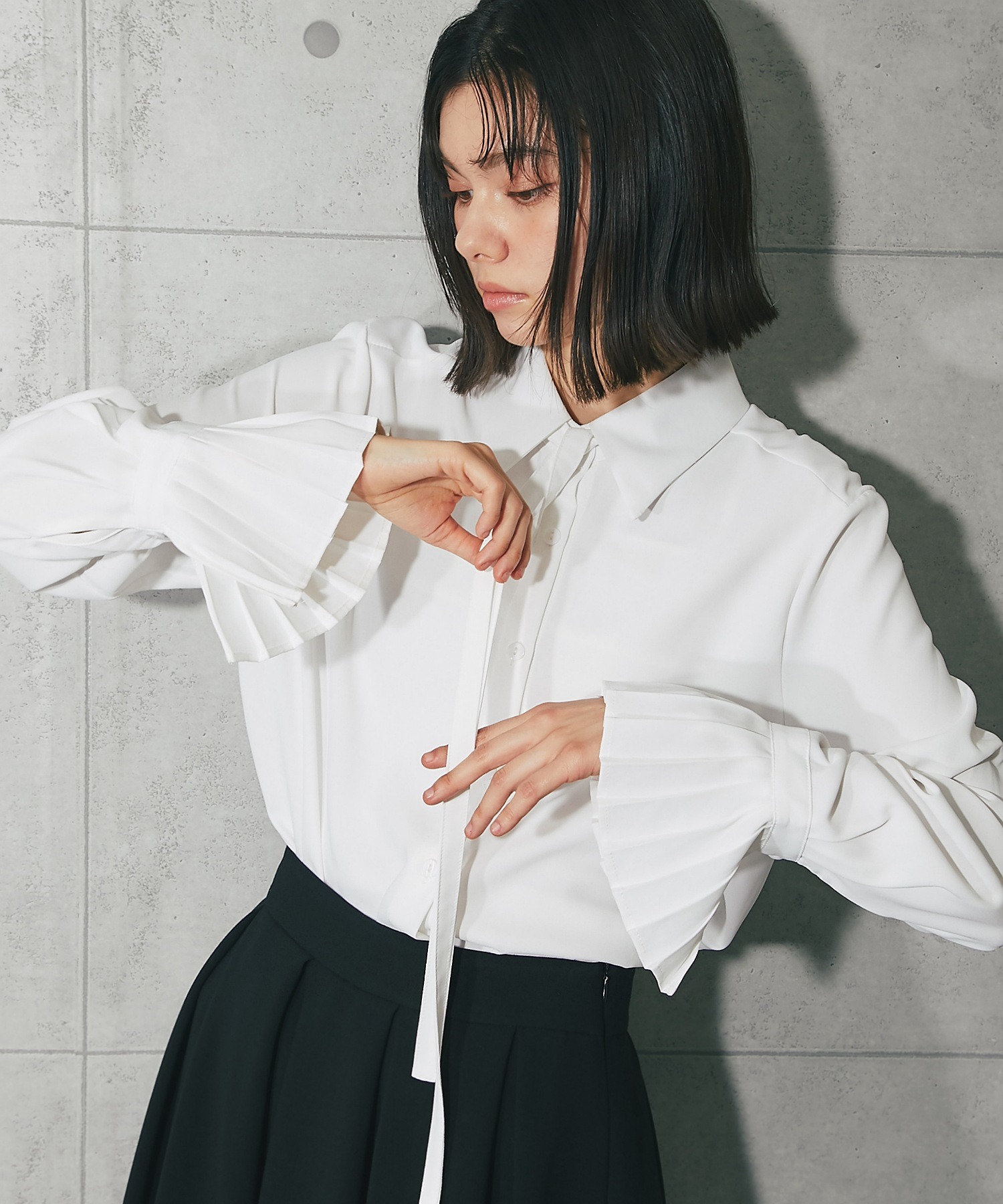 袖プリーツボウタイブラウス SMILE ORCHID【品番:so1-500】