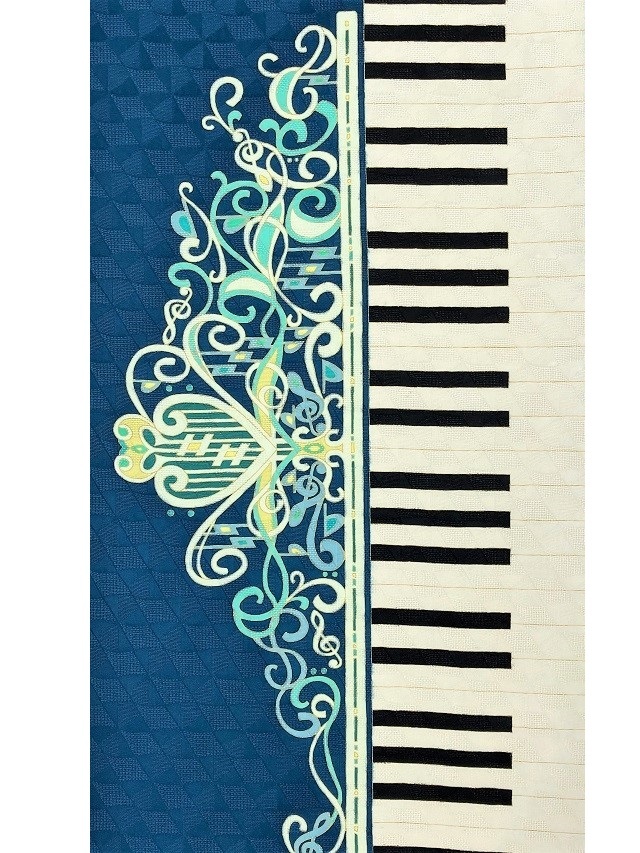 オールシーズン 夢染里 ピアノ 十日町友禅染帯 九寸名古屋帯