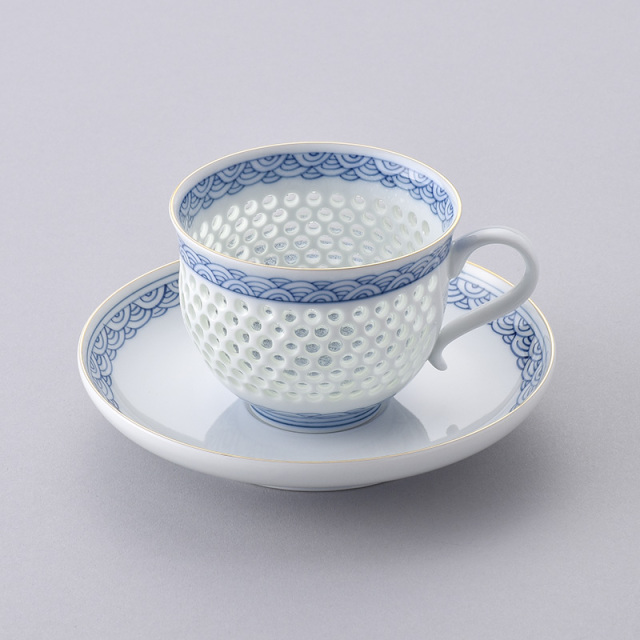 水晶青海波 コーヒーC/S（大） 水晶彫の丹心窯