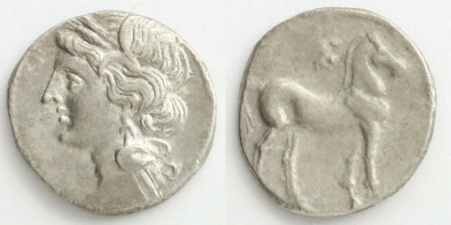カルタゴ 1/2シェケル銀貨 タニト神/馬