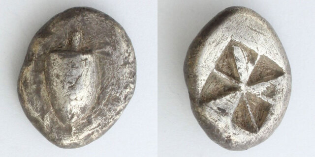 アイギナ島 スターテル銀貨 ウミガメ