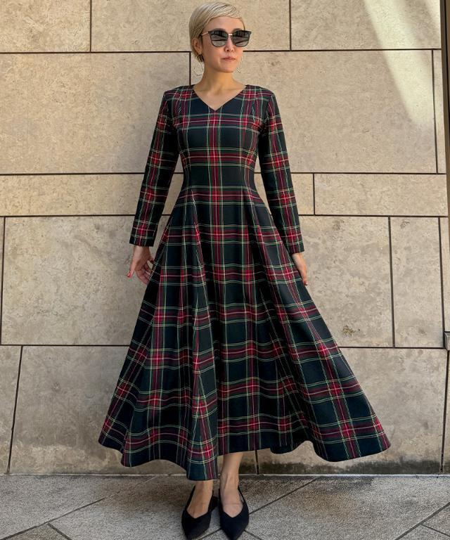 Vネックタータンチェックワンピース｜JENNE(ジェンヌ)公式通販：パリ