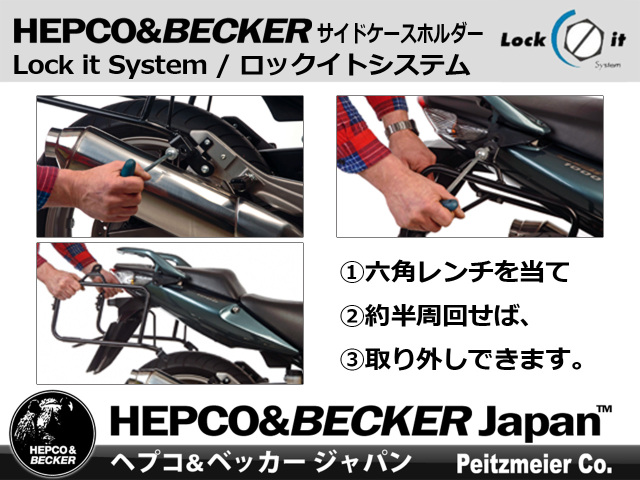 ヘプコ＆ベッカー サイドケースホルダー「Lock it system」 Kawasaki
