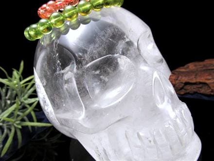 ◇クールなスカル(骸骨)ヘッド!!◇優良品質!!超透明虹入り水晶使用