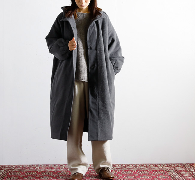 evam eva エヴァムエヴァ ウールパディングロングコート wool padding