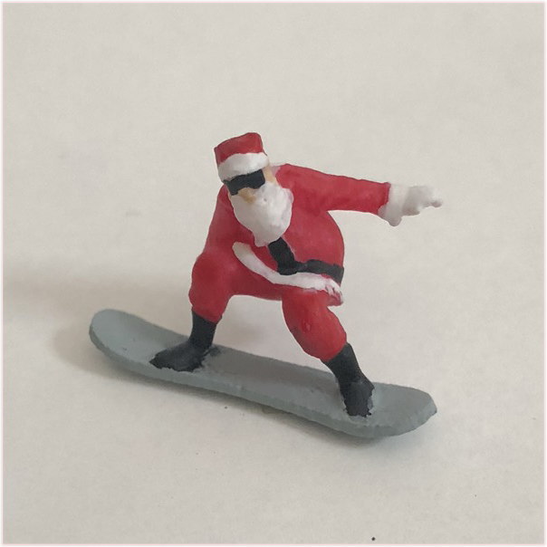 1/80 HOゲージ スノーボード サンタクロース フィギュア 鉄道ジオラマ