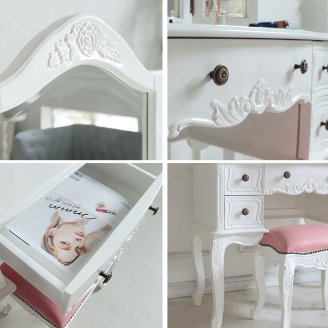 三面鏡ドレッサー ホワイト｜高級マホガニー家具VENECHIA｜おしゃれ