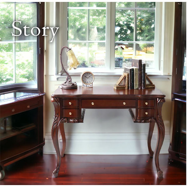 デスク 机 100cm 猫脚 おしゃれ 輸入家具 ブラウン アンティーク調 ｜Y