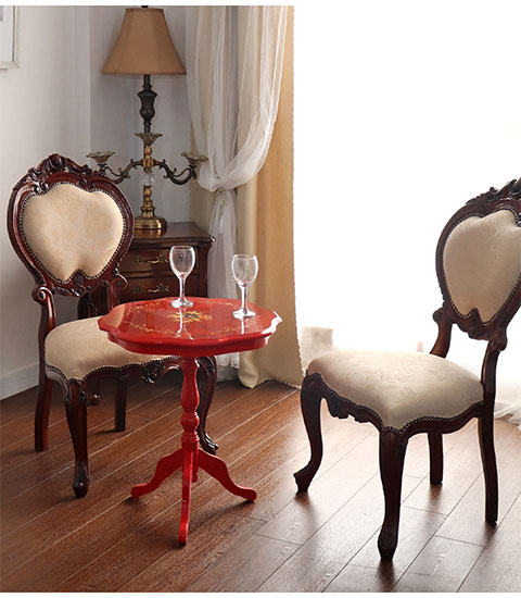 イタリア製 象嵌コーヒーテーブル（サイドテーブル） レッド｜Y-KAGU