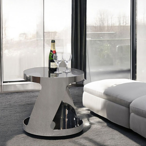 HOBANG ステンレス製 ラウンドサイドテーブル 幅48.5cm｜Y-KAGU(輸入