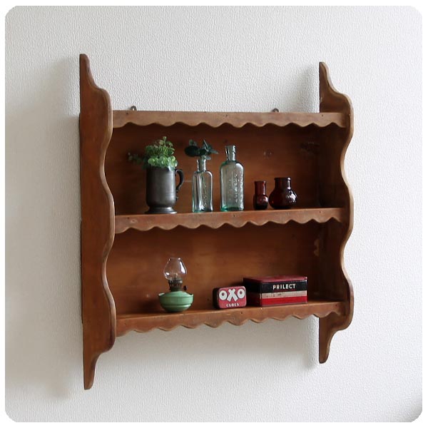 イギリス アンティーク オールドパイン ウォールシェルフ/壁掛け棚