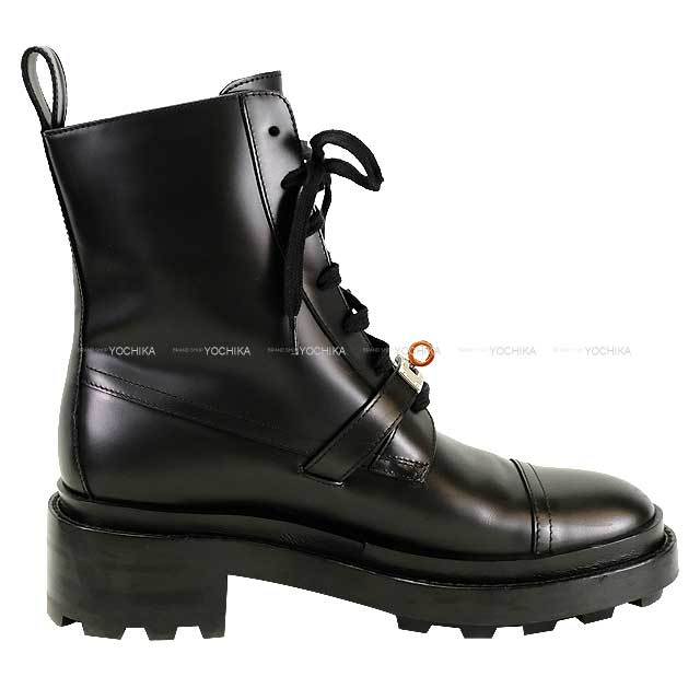 HERMES エルメス ブーツ レースアップブーツ ケリーベルト ファンク 黒