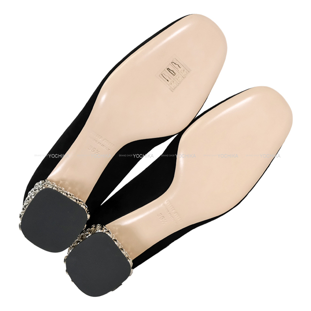 Miu Miu ミュウ ミュウ パンプス ビジュー チャンキーヒール 黒