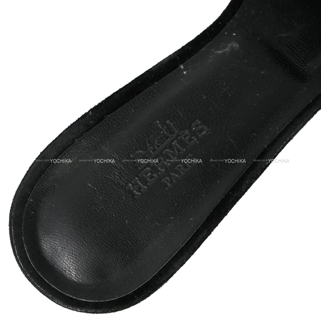 HERMES エルメス サンダル オアジス クリスタル ビジュー #35.5 黒