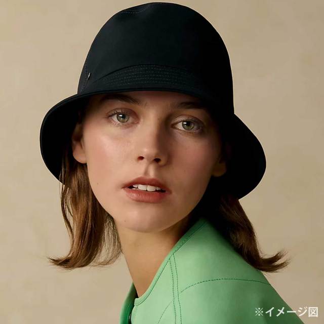 HERMES エルメス ハット カルヴィ ミラノジャージー 黒 (ブラック