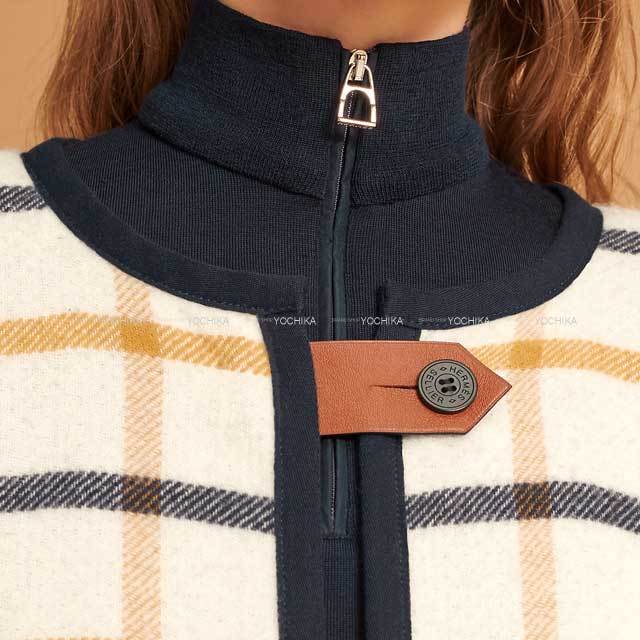 HERMES エルメス ポンチョ リバーシブル ボタン付 カマイユ ネイビー