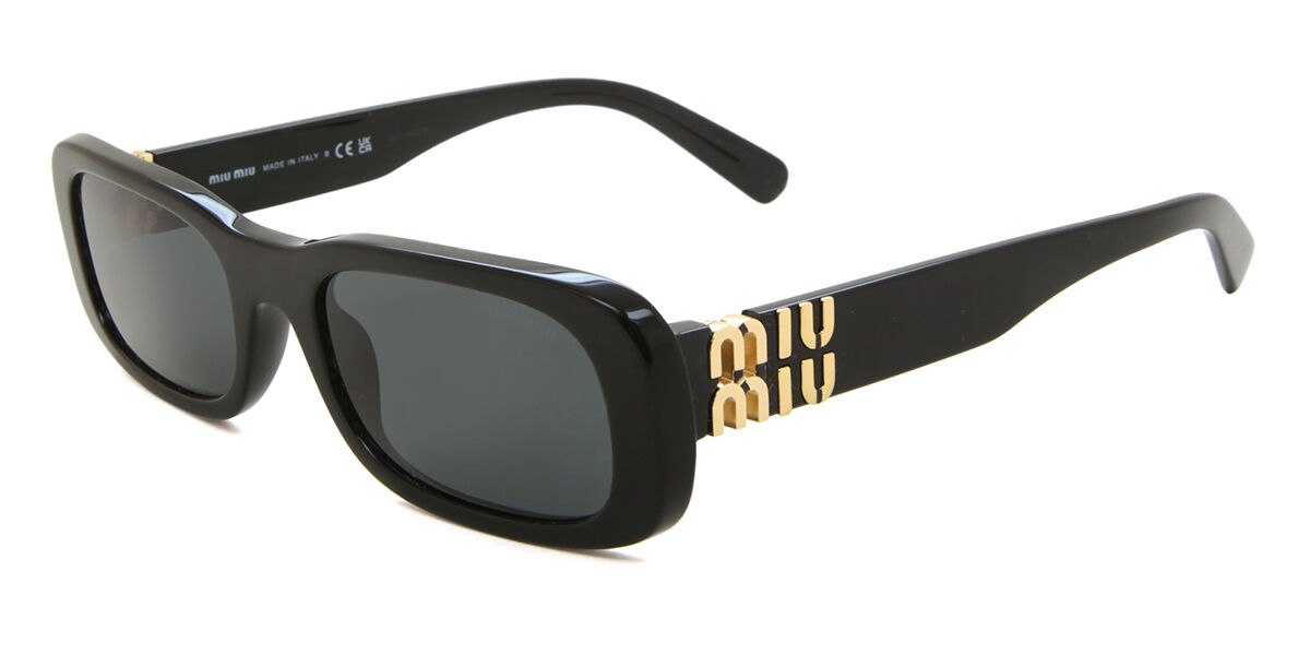 Miu Miu MU08ZS 1AB5S0 Rectangle Black Sunglasses | SmartBuyGlasses US